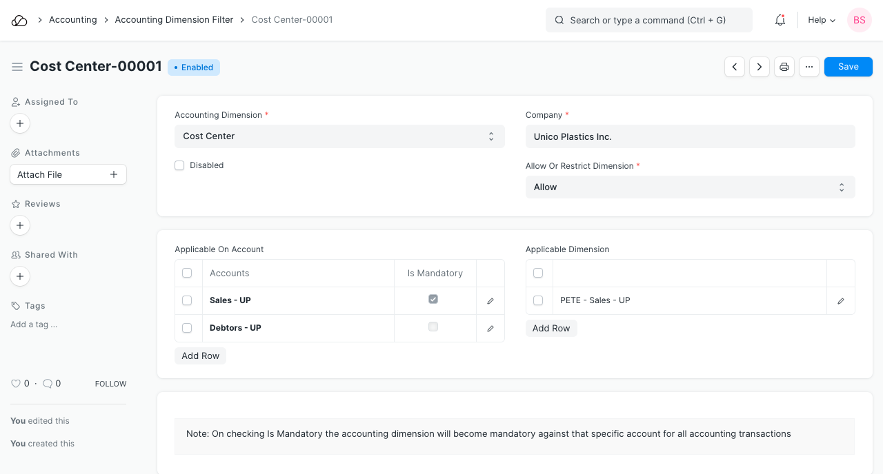 创建会计维度过滤器