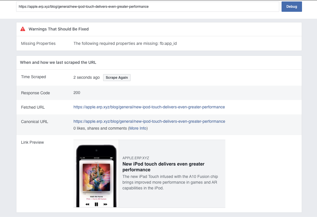 Facebook 共享调试器