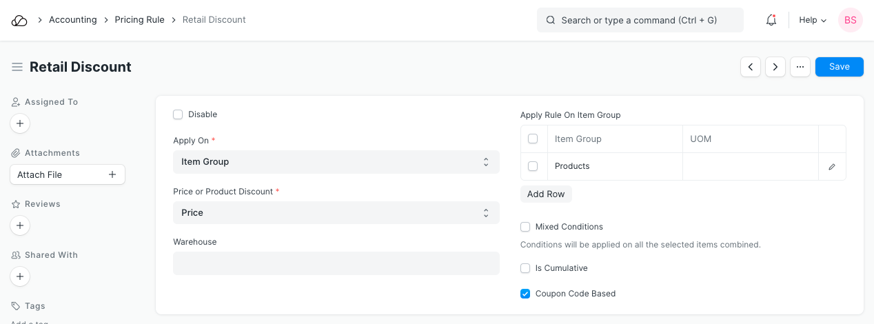 基于优惠券代码的定价规则