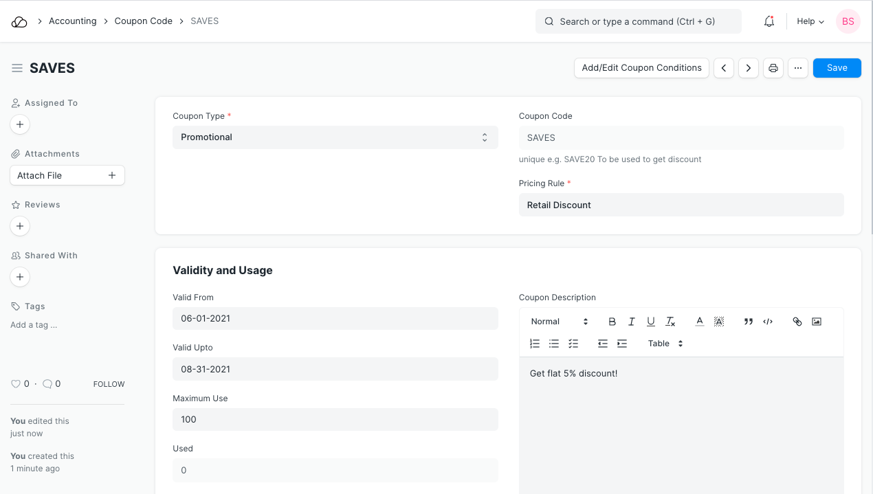 优惠券代码文档类型