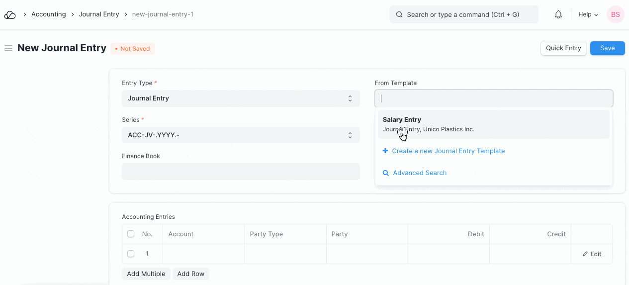 从模板创建日记条目