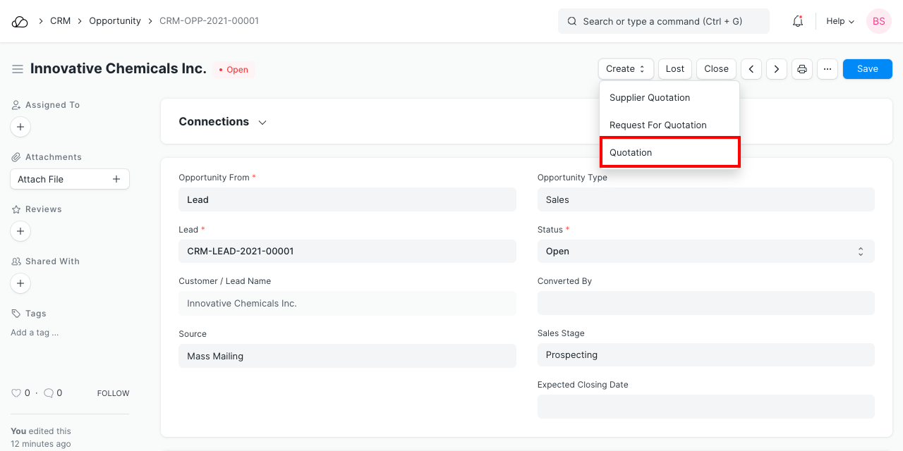 根据机会创建报价