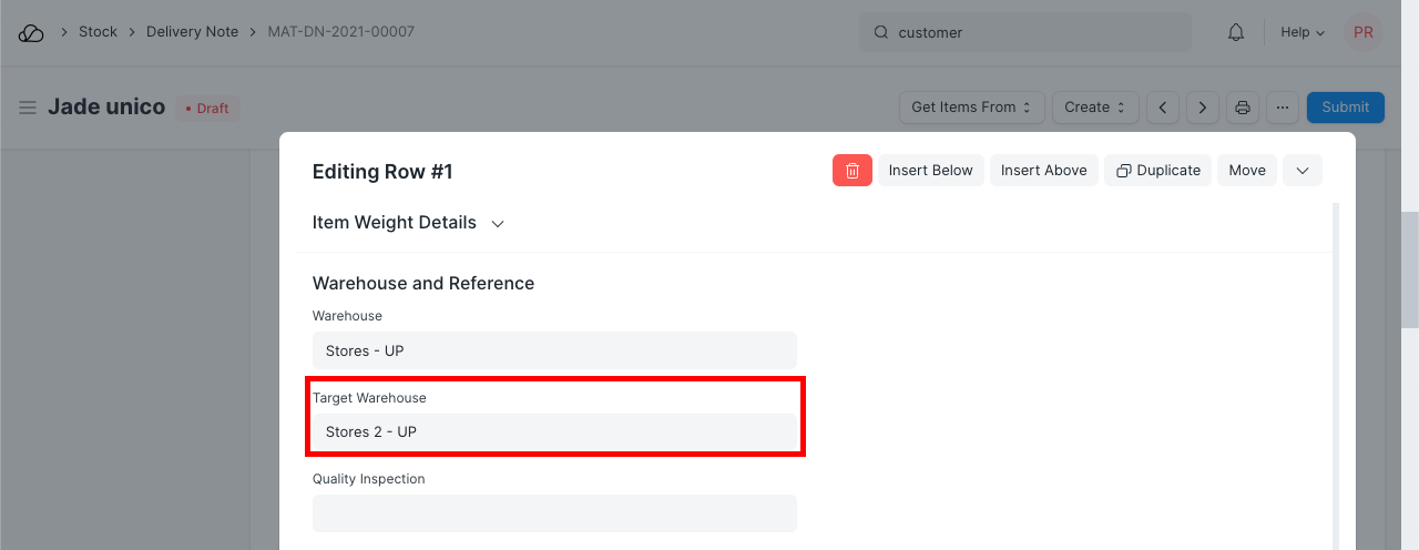 交货单材料转移