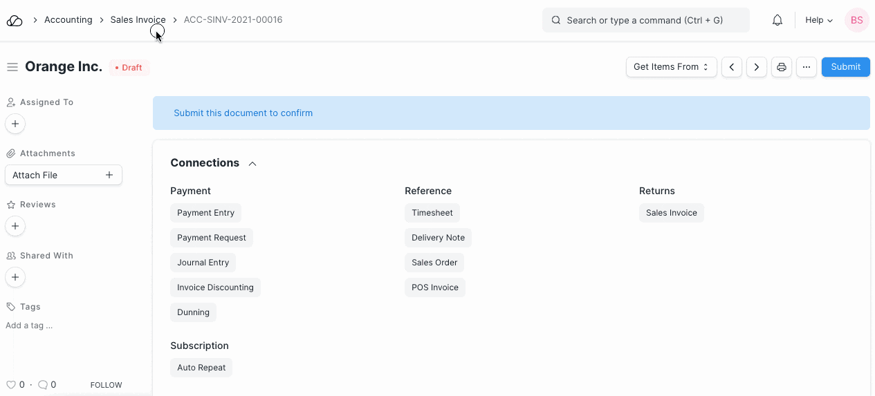 带有递延收入的发票