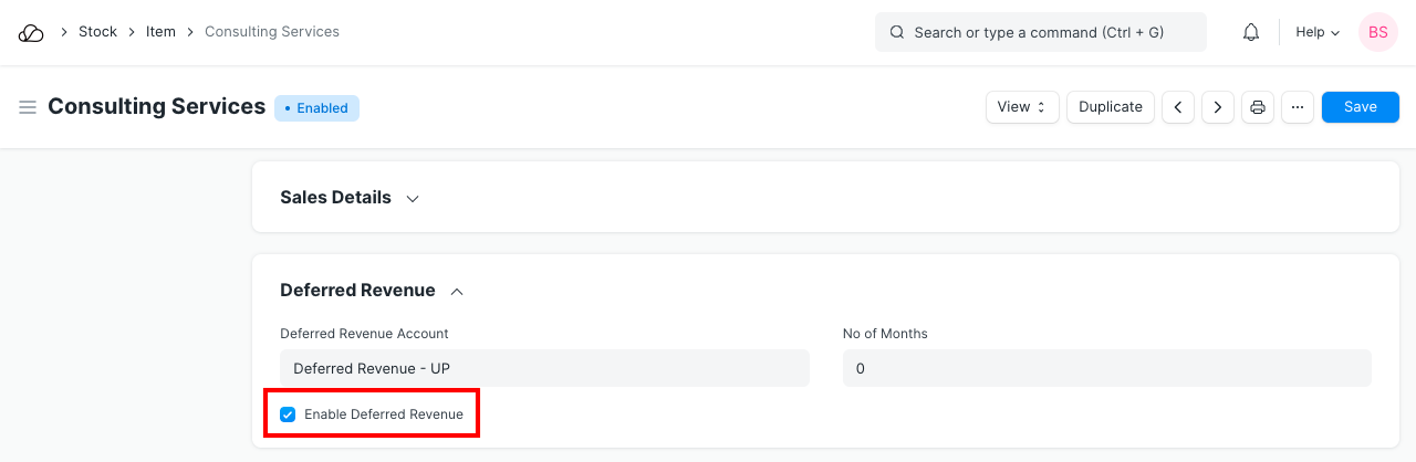 具有递延收入的项目