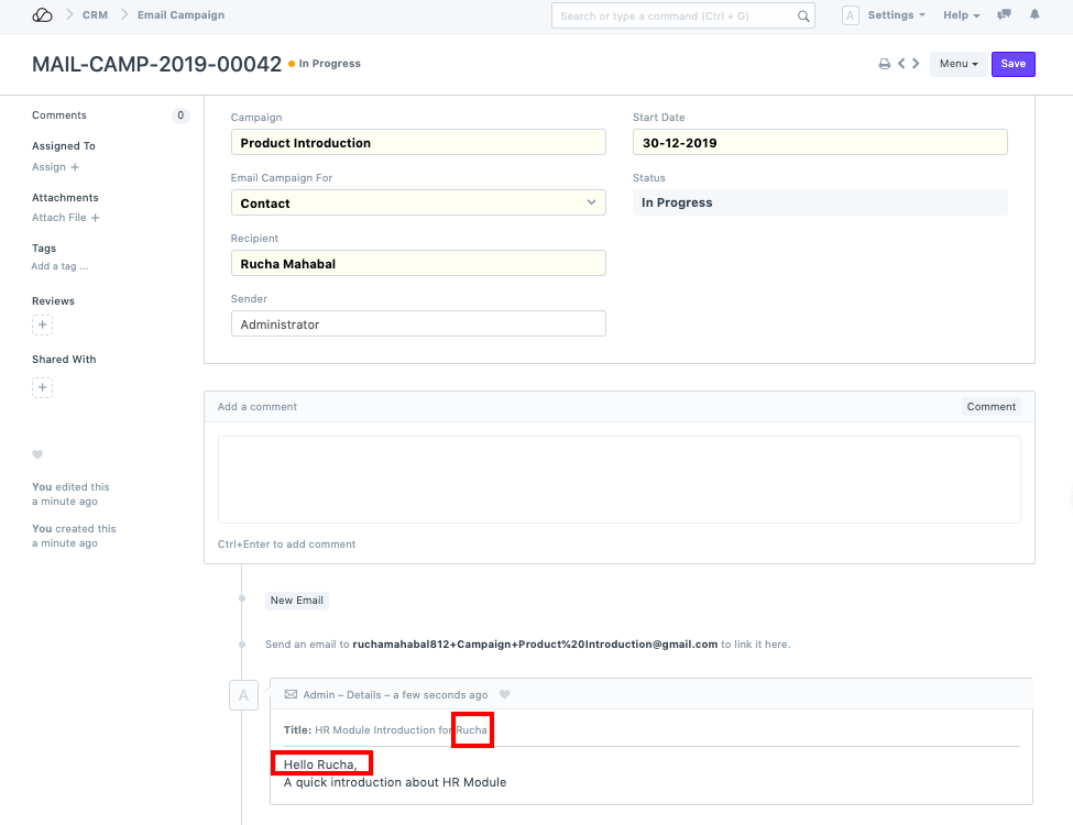 通过电子邮件发送营销活动文档数据