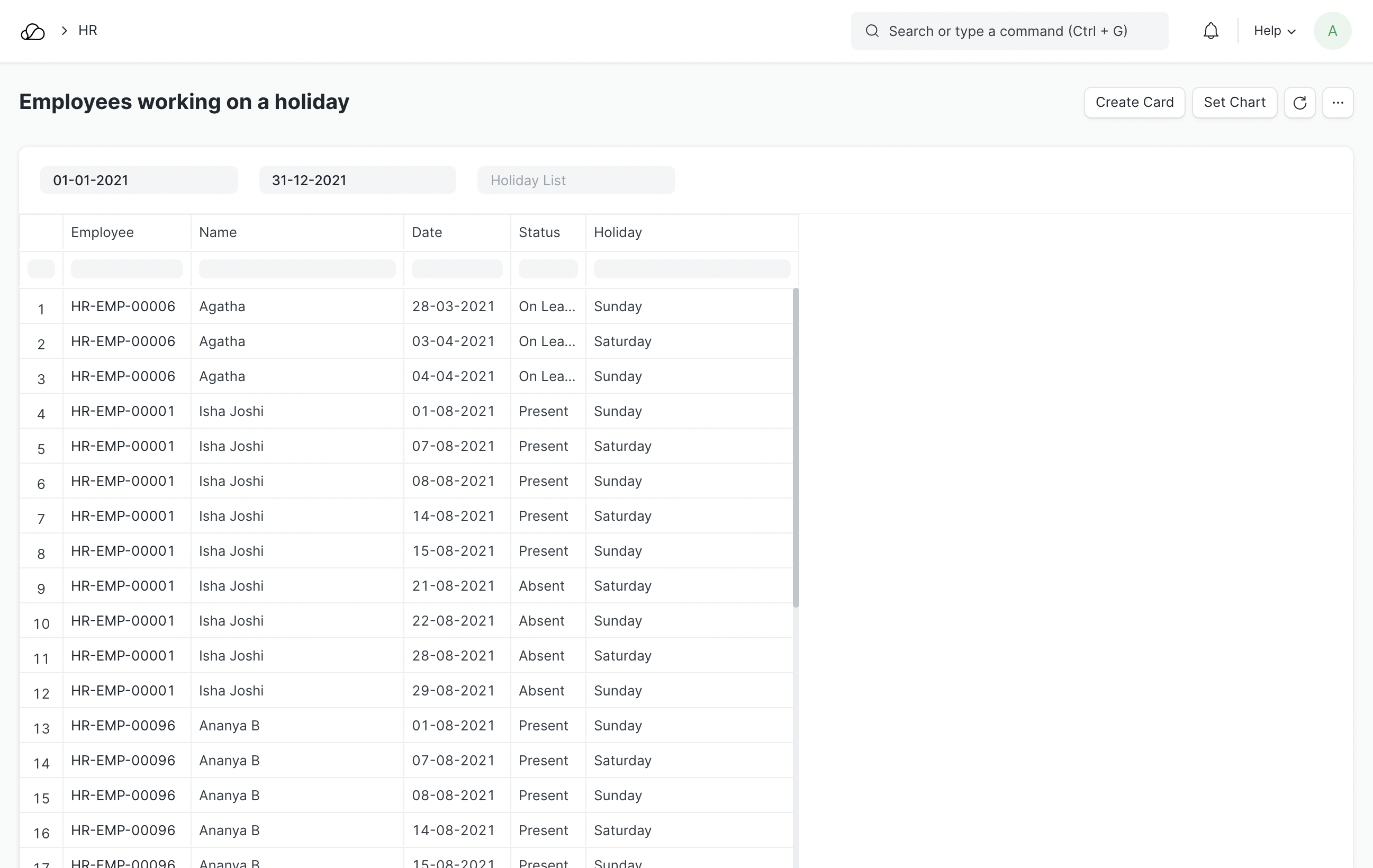 员工在假期工作