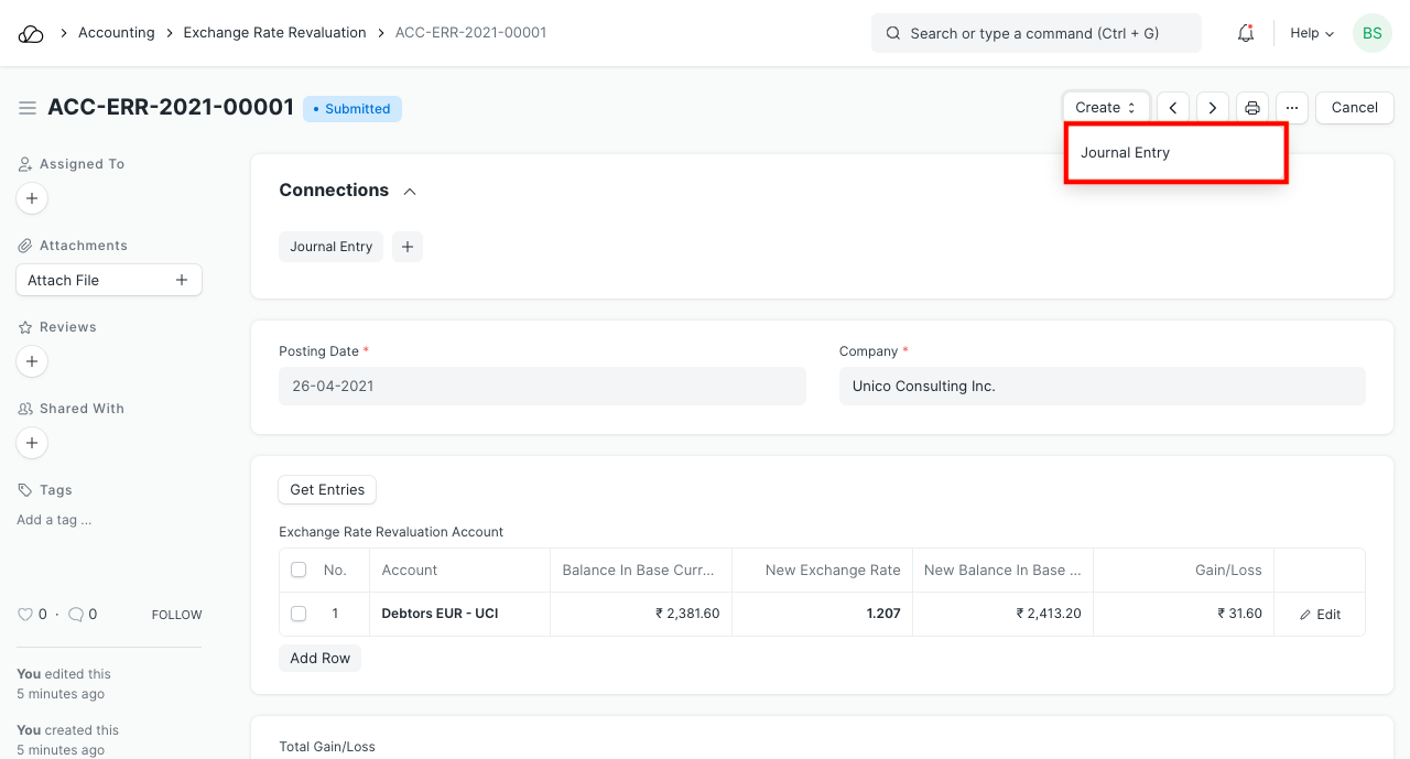 提交后的日记条目选项