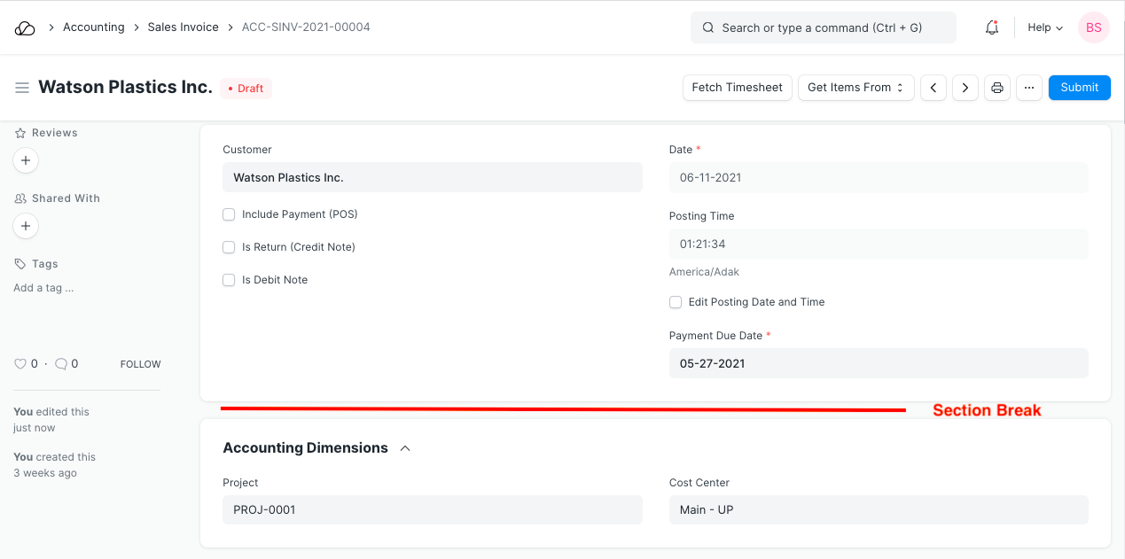 字段类型分节符