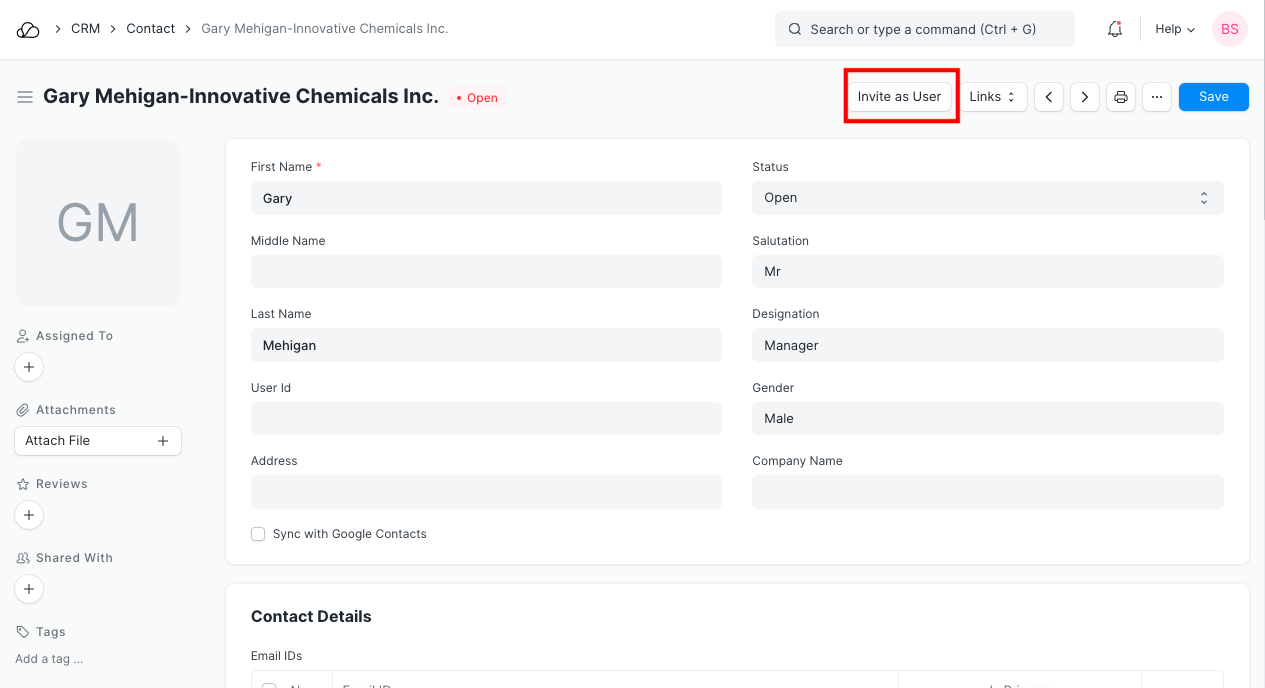 以用户身份邀请联系人