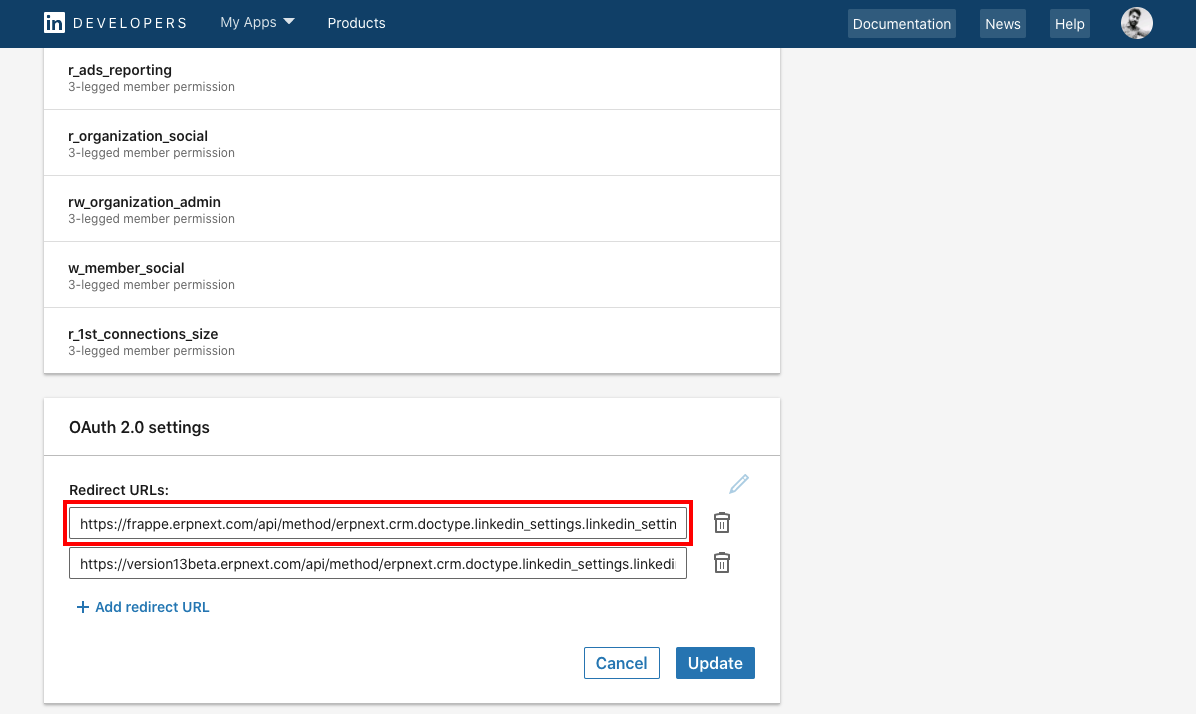 LinkedIn 重定向 URL