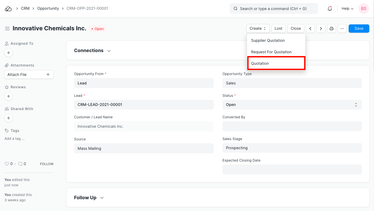 根据机会进行报价