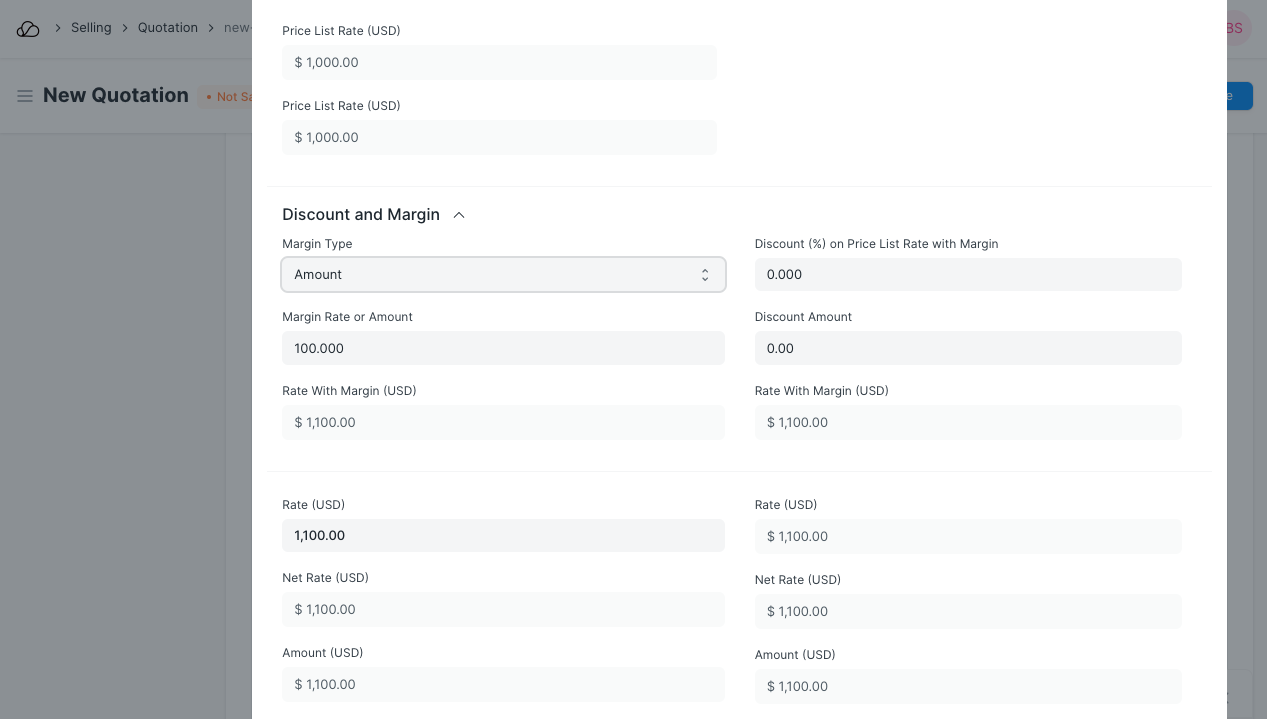 在报价中添加保证金
