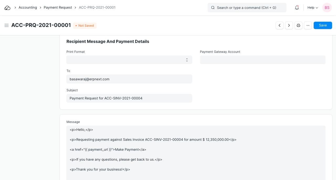 付款请求详细信息