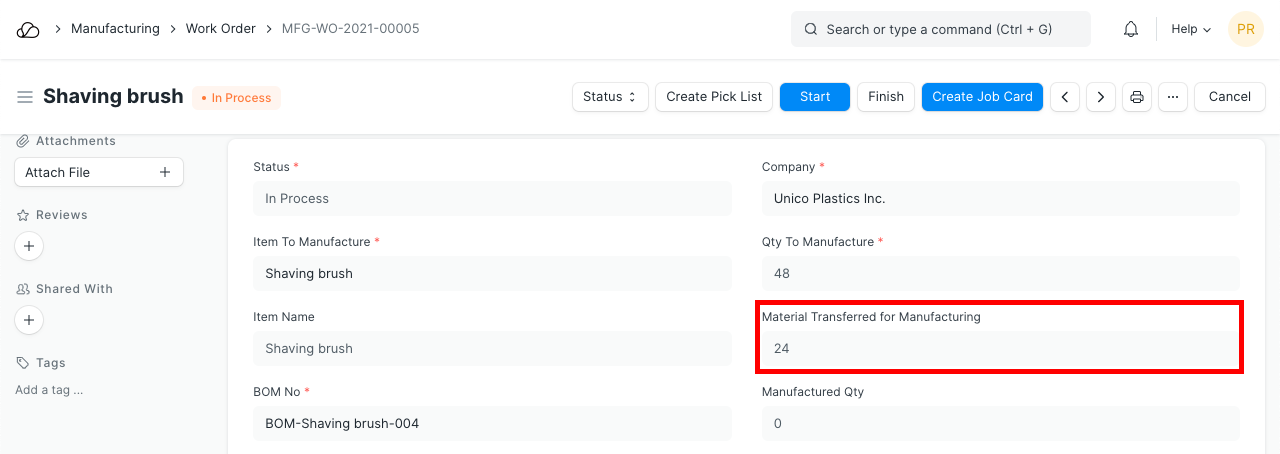 采购订单的库存条目