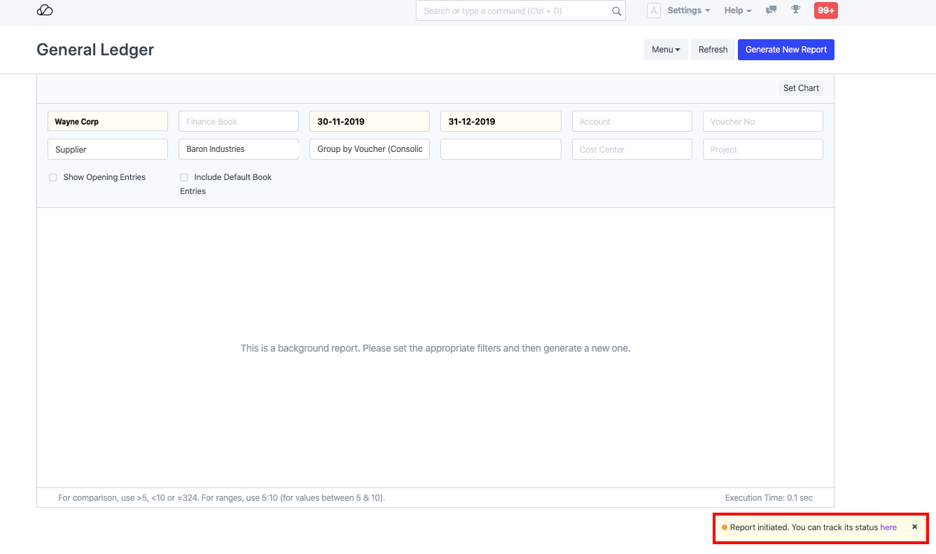 准备好的报告已启动