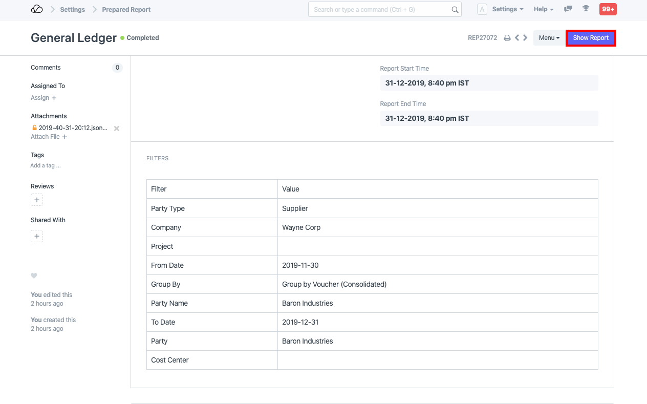准备好的报告已启动