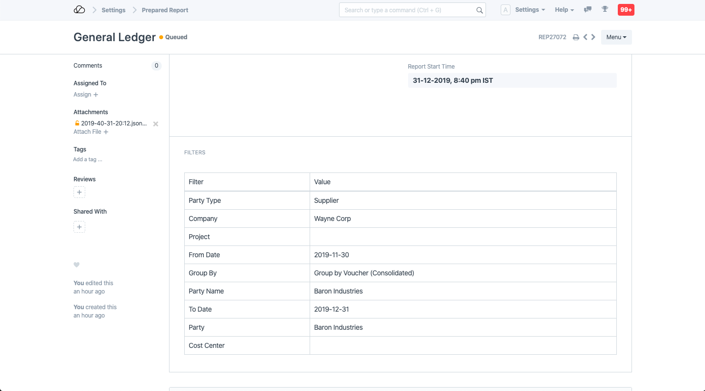准备好的报告已排队