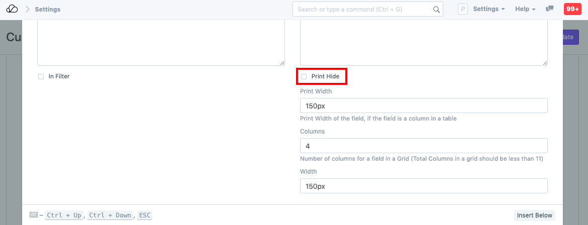 打印格式 打印隐藏
