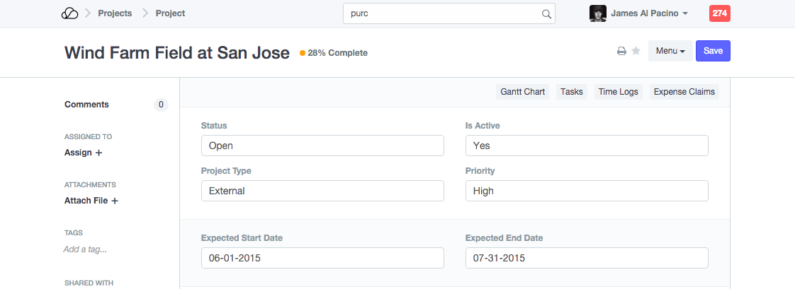 项目默认成本中心