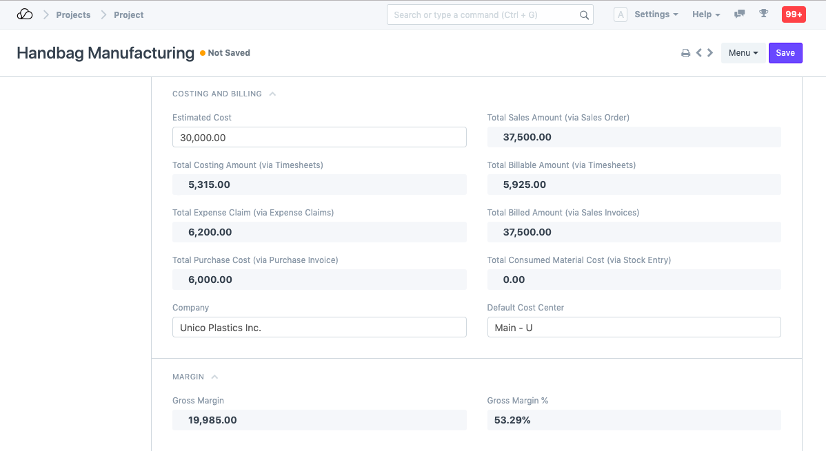 项目 - 成本核算