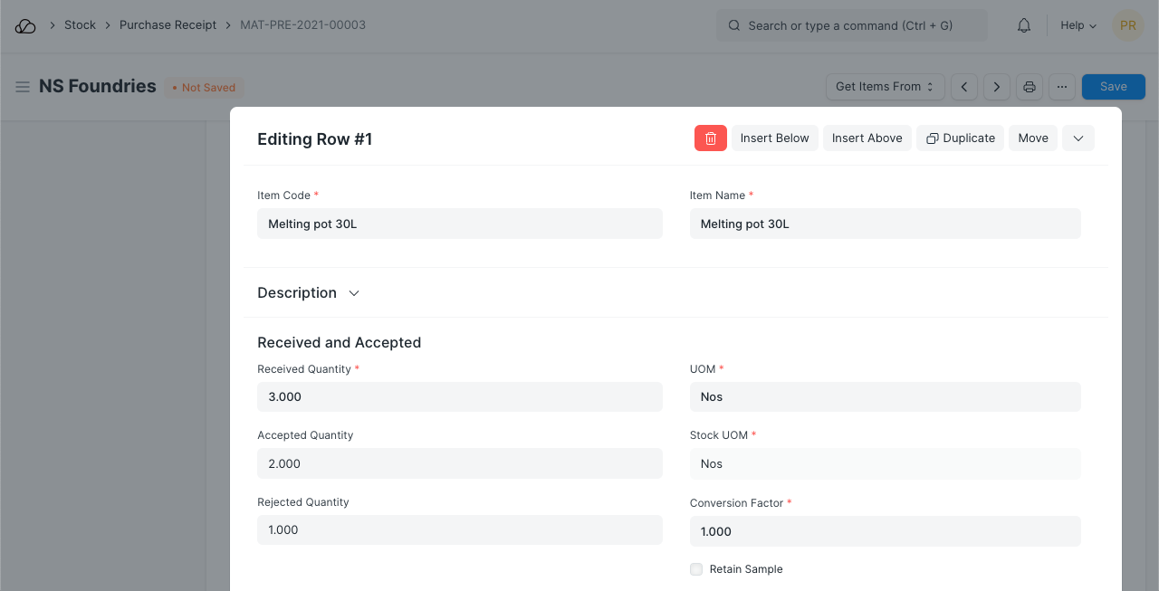 购买收据项目表