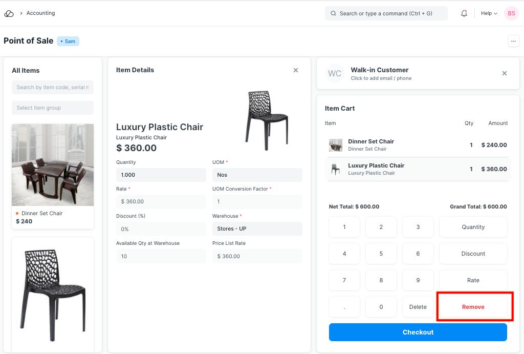 从 POS 中删除商品