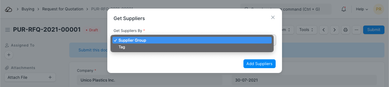 询价获取供应商