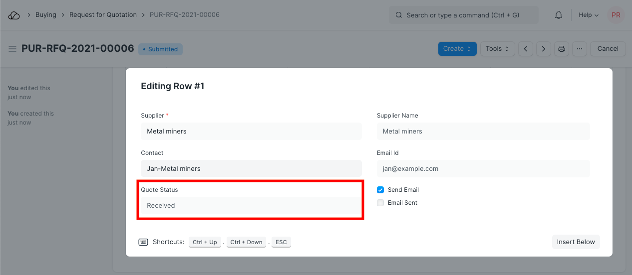 供应商报价后的询价状态