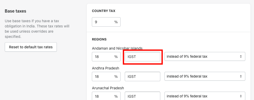 查找 Shopify 税名称