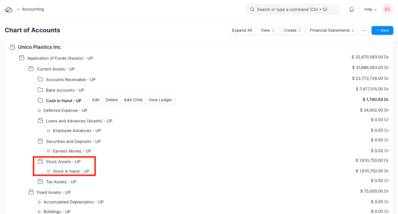 会计科目表中的库存资产分类账