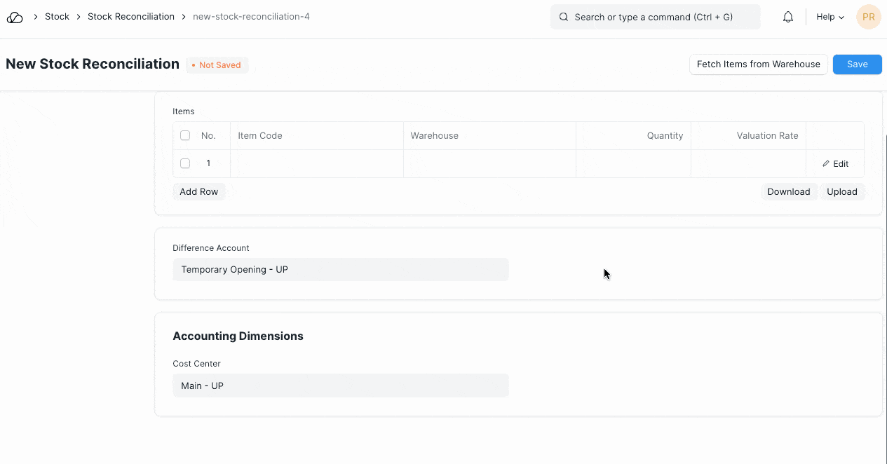 库存调节项目按钮