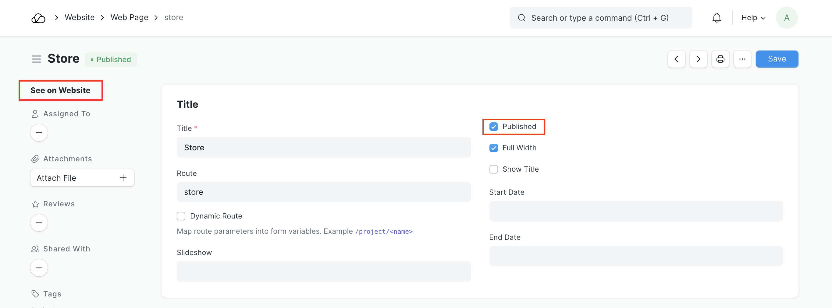 商店页面已发布