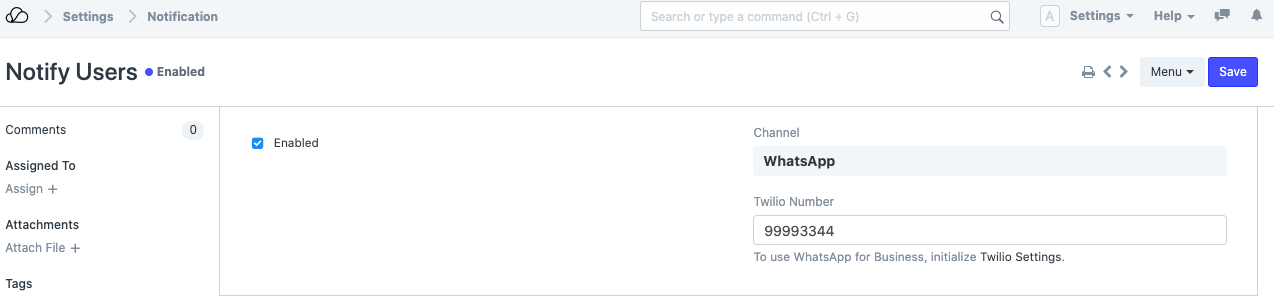 通知 WhatsApp 频道