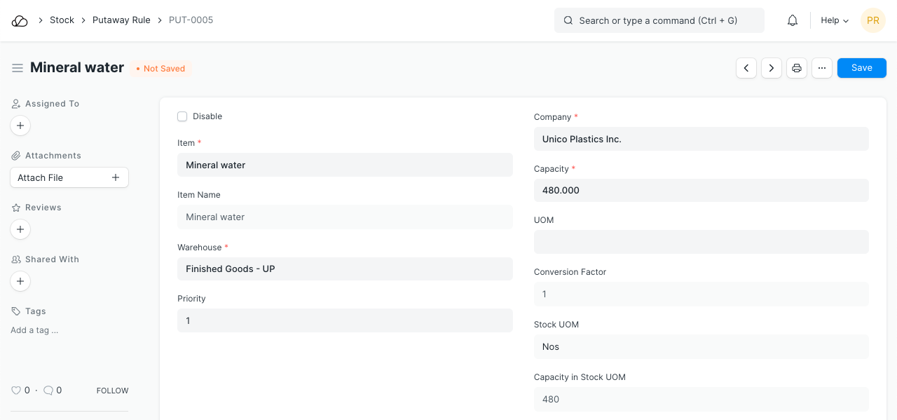 未保存的上架规则