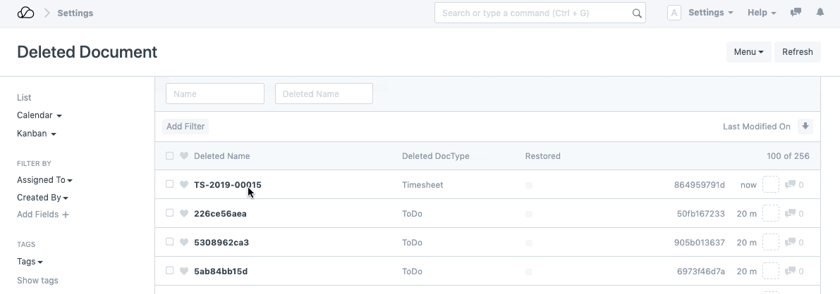 恢复已删除的文档