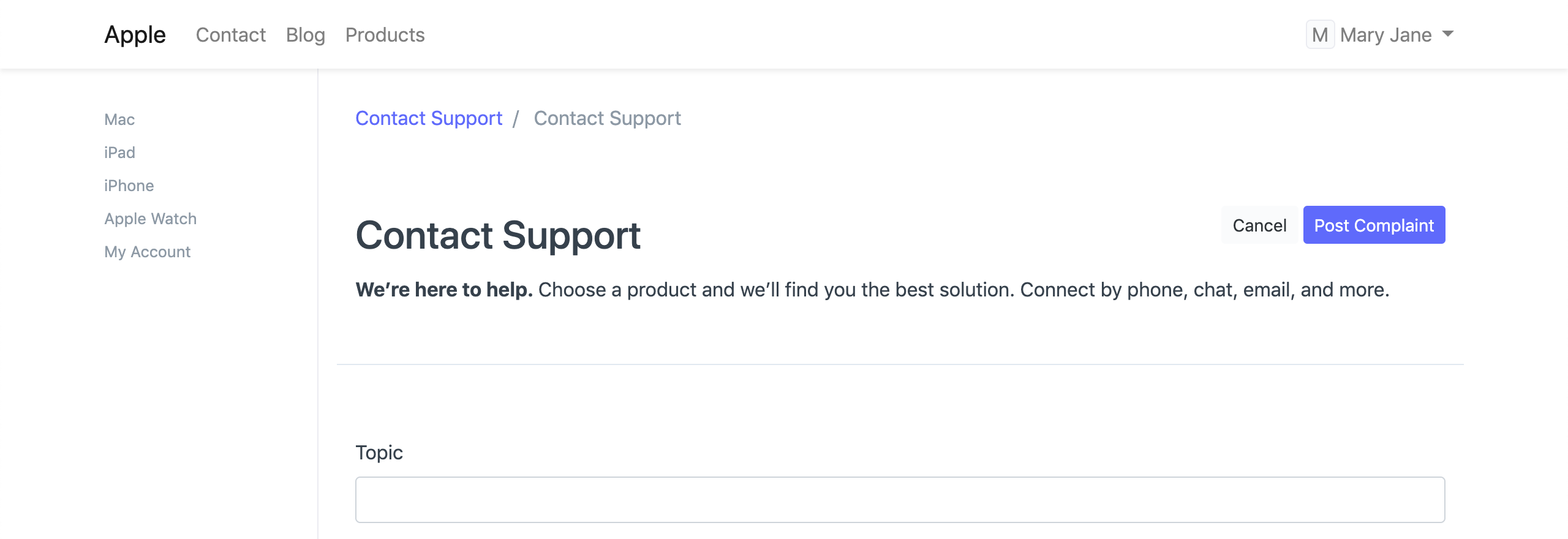 带侧边栏的 Web 表单
