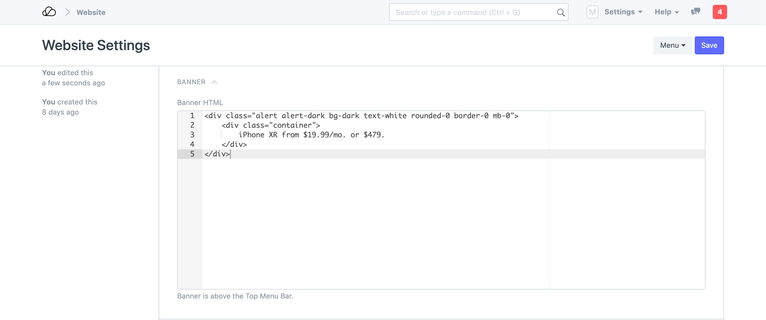 网站设置 - 横幅