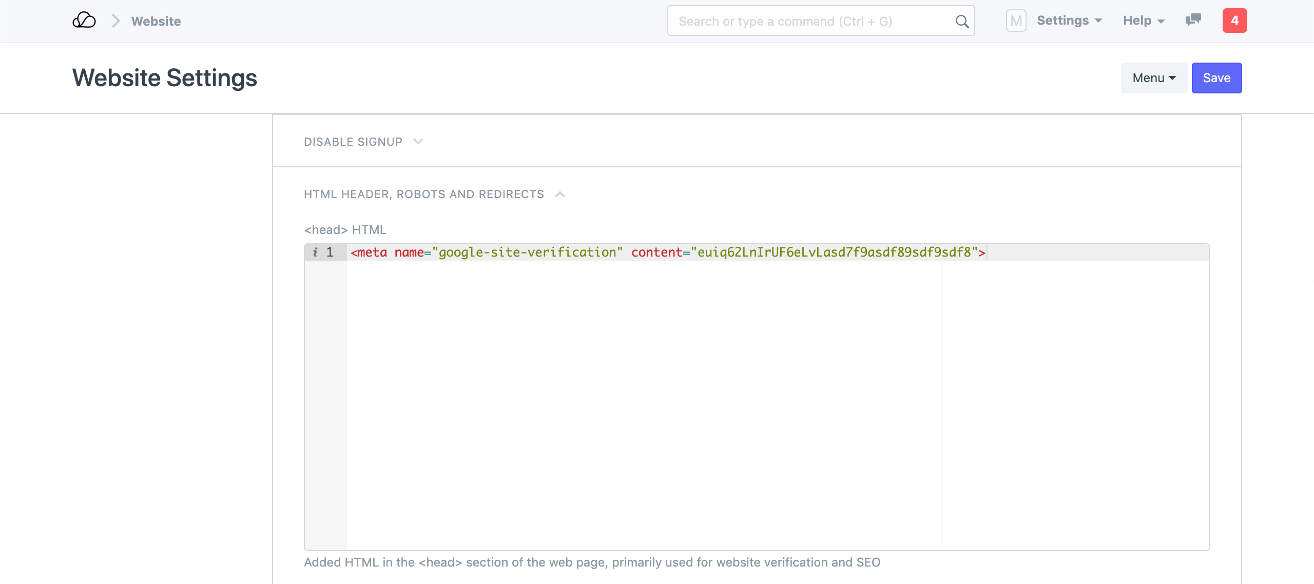 网站设置 - 页眉