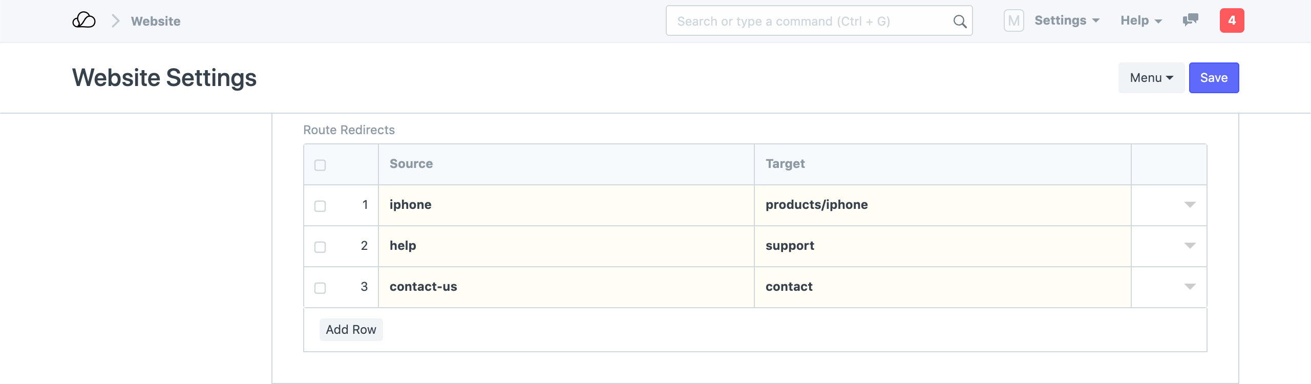 网站设置-路由重定向